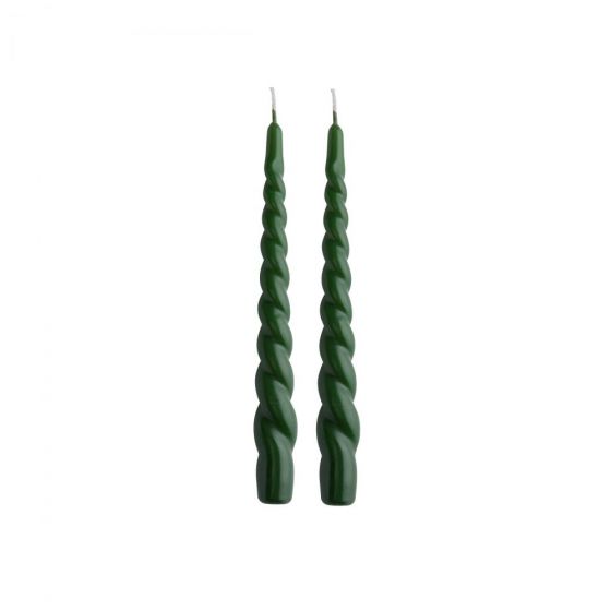 TWISTED - κεριά 24cm, 2 τεμάχια, σκούρο πράσινο