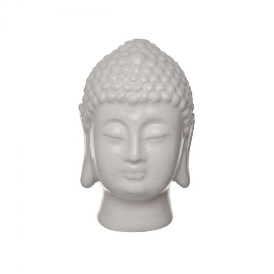 BUDDHA - διακοσμητικό κεραμικό κεφάλι Βούδα 16cm λευκό