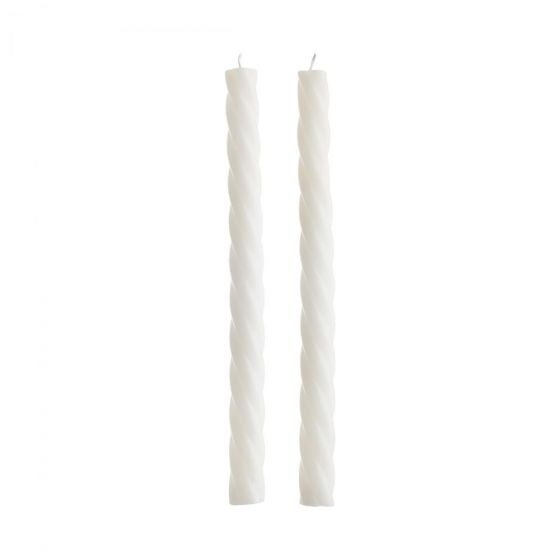 TWISTED - κεριά 2 τεμάχια με γυαλιστερή επιφάνεια Υ25,5cm, λευκά