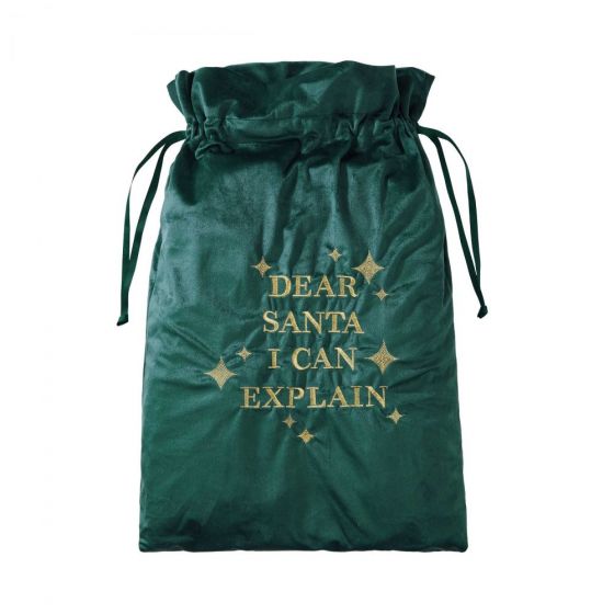 NAUGHTY OR NICE - "Χριστουγεννιάτικη" τσάντα δώρου "Dear Santa I can explain" πράσινη