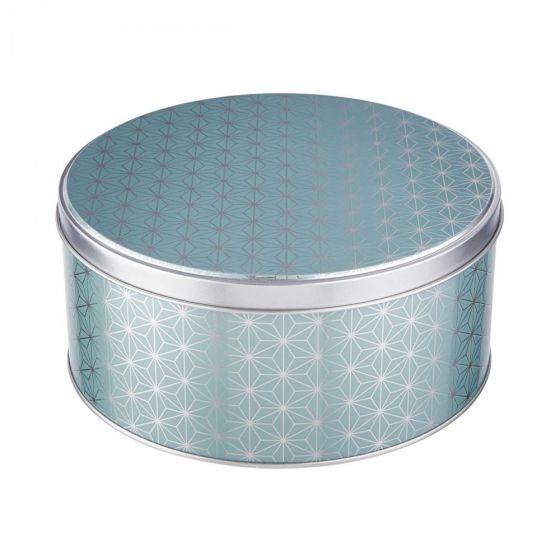 COOKIE JAR - κουτί μεταλλικό, στρογγυλό με σχέδιο αστέρια σε χρώμα μέντας, μεγάλο