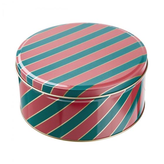 COOKIE JAR - κουτί μεταλλικό, στρογγυλό με σχέδιο "candycane" μεγάλο