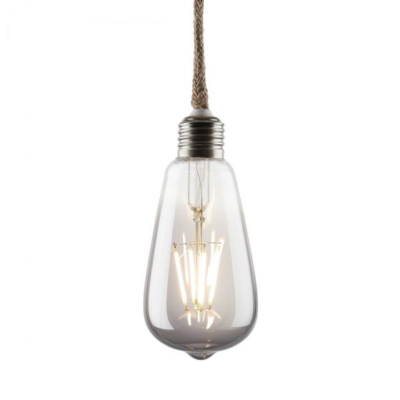 BULB LIGHT - λάμπα LED με σχοινί 110cm, ασημί. Λειτουργεί με μπαταρίες.