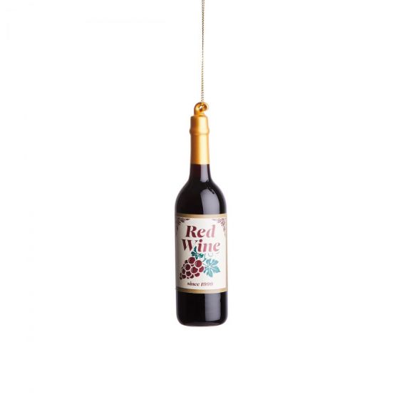 HANG ON - γυάλινο στολίδι "μπουκάλι με κόκκινο κρασί"