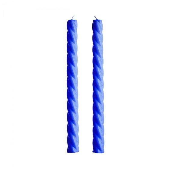 TWISTED - κεριά 2 τεμάχια με γυαλιστερή επιφάνεια Υ25,5cm, μπλε