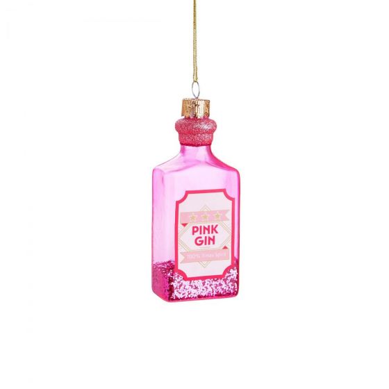 HANG ON - γυάλινο στολίδι "gin", ροζ