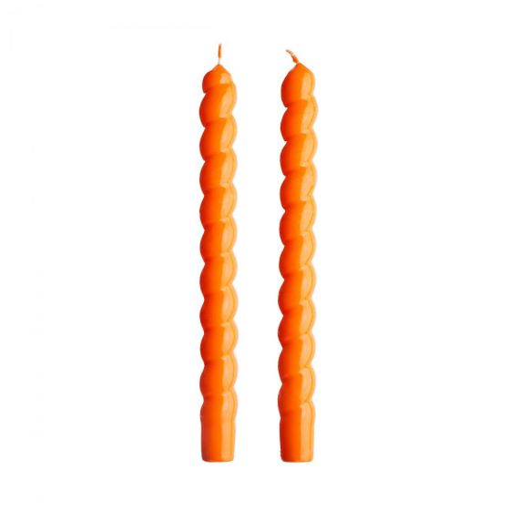 TWISTED - κεριά 2 τεμάχια με γυαλιστερή επιφάνεια Υ25,5cm, πορτοκαλί