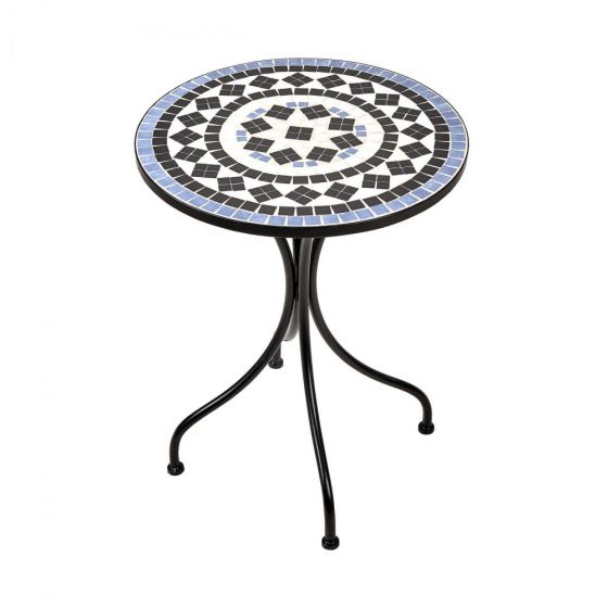 PALAZZO - τραπέζι Δ60cm μπλε/λευκό/μαύρο