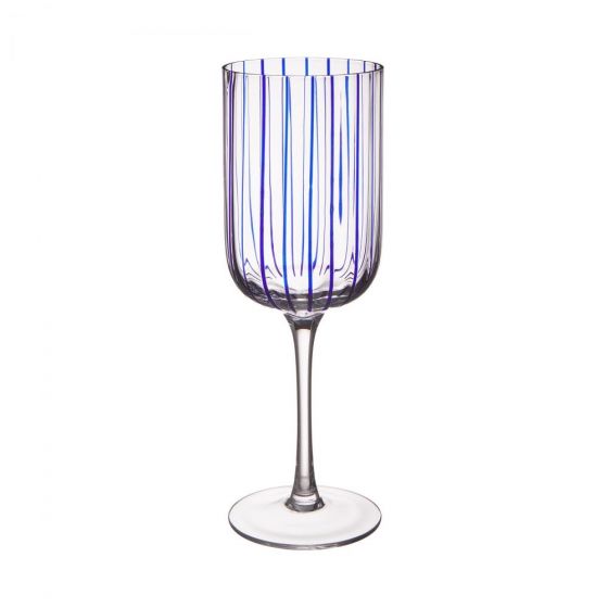 CHEERFUL - ποτήρι κρασιού με μπλε ρίγες 380 ml