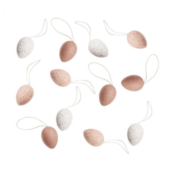 EASTER - αβγά διακοσμητικά 4cm 12τμχ, φυσικό χρώμα