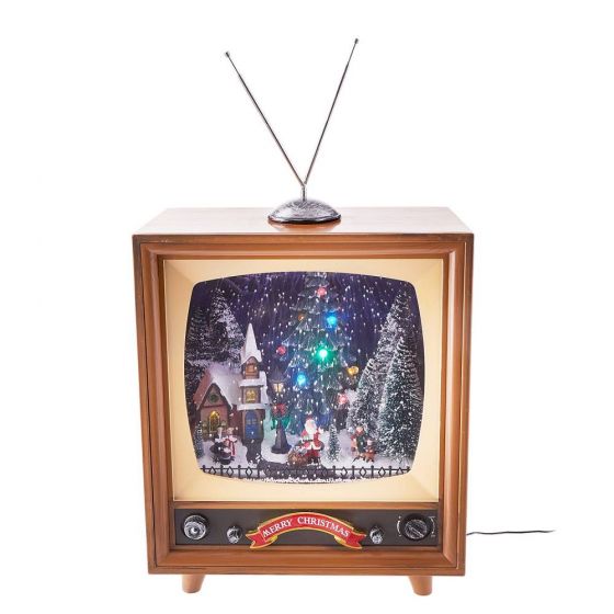 SANTA TV - διακοσμητική "TV" retro με μουσική και LED, 50cm