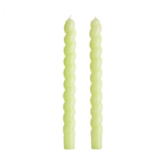TWISTED - κεριά 2 τεμάχια με γυαλιστερή επιφάνεια Υ25,5cm, πράσινα