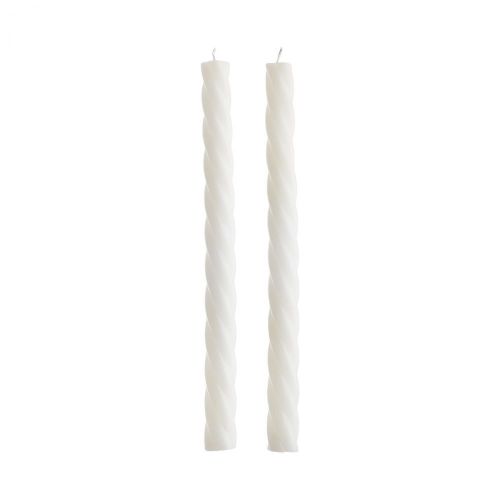 TWISTED - κεριά 2 τεμάχια με γυαλιστερή επιφάνεια Υ25,5cm, λευκά