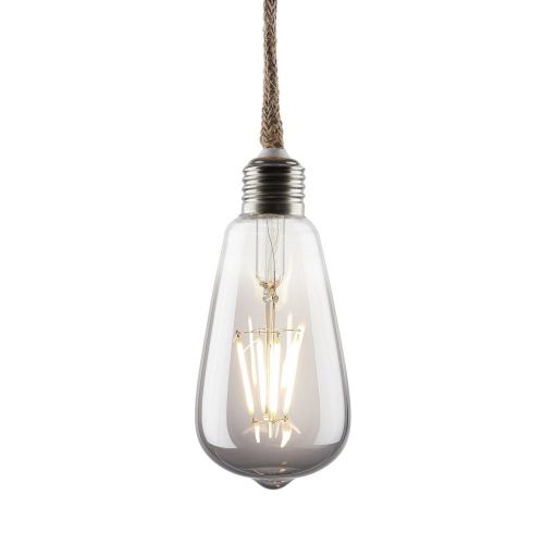 BULB LIGHT - λάμπα LED με σχοινί 110cm, ασημί. Λειτουργεί με μπαταρίες.