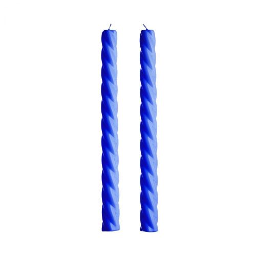 TWISTED - κεριά 2 τεμάχια με γυαλιστερή επιφάνεια Υ25,5cm, μπλε