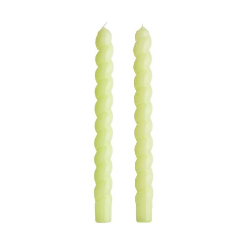 TWISTED - κεριά 2 τεμάχια με γυαλιστερή επιφάνεια Υ25,5cm, πράσινα