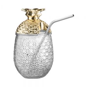 COCKTAIL DELUXE - ποτήρι με καλαμάκι χρυσό