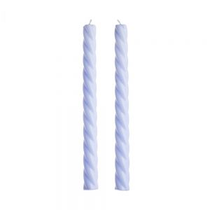 TWISTED - κεριά 2 τεμάχια με γυαλιστερή επιφάνεια Υ25,5cm, ανοιχτό μπλε