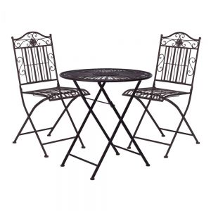 TERRACE HILL - σετ 2 καρέκλες και ένα τραπέζι, καφέ rusty