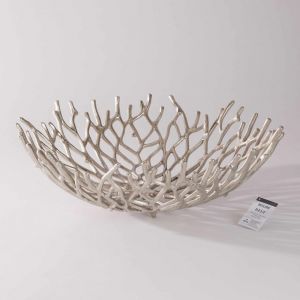 REEF - διακοσμητικό μπολ "κοράλι" 40cm, ασημί