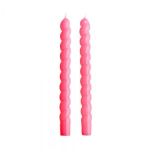 TWISTED - κεριά 2 τεμάχια με γυαλιστερή επιφάνεια Υ25,5cm, ροζ