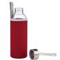 SMOOTHIE - γυάλινο μπουκάλι με επένδυση, κόκκινο 500ml