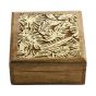 GOLDEN JUNGLE - τετράγωνο κουτί από ξύλο mango με σκαλιστό μοτίβο λουλουδιών, S