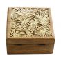 GOLDEN JUNGLE - τετράγωνο κουτί από ξύλο mango με σκαλιστό μοτίβο λουλουδιών, M