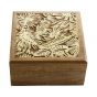 GOLDEN JUNGLE - τετράγωνο κουτί από ξύλο mango με σκαλιστό μοτίβο λουλουδιών, M