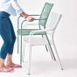 NANCY - καρέκλα με μπράτσα μεταλλική, σε χρώμα μέντας
